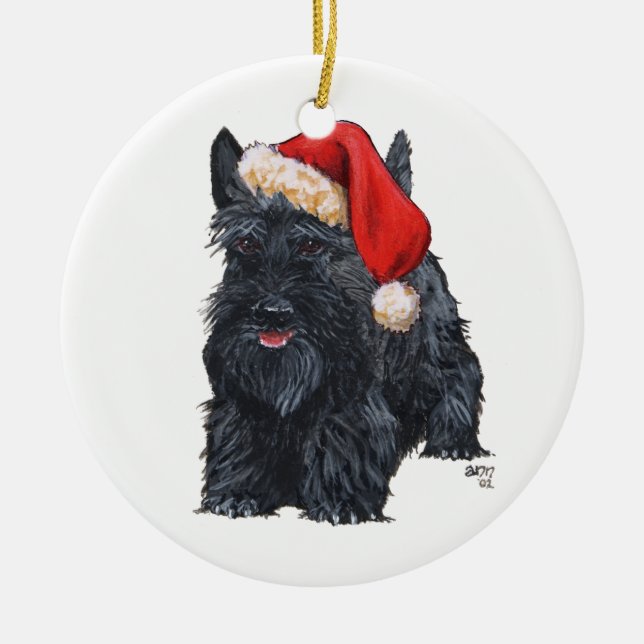 Santa Scottie Dog Ornament (Front)
