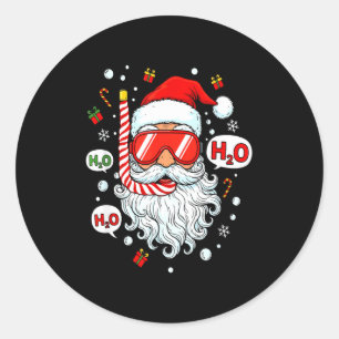 Santa Scuba Diving Equipment Funny Scuba Diver Chr Classic Round Sticker