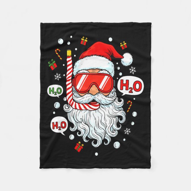 Santa Scuba Diving Equipment Funny Scuba Diver Chr Fleece Blanket (Front)