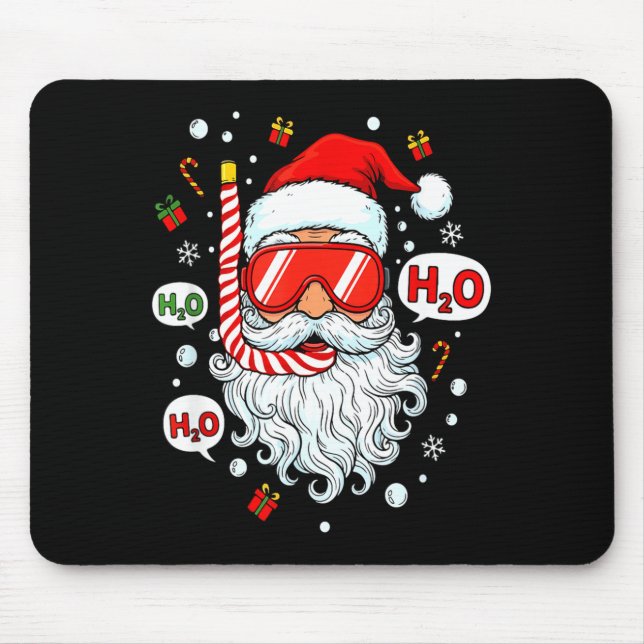 Santa Scuba Diving Equipment Funny Scuba Diver Chr Mouse Pad (Front)