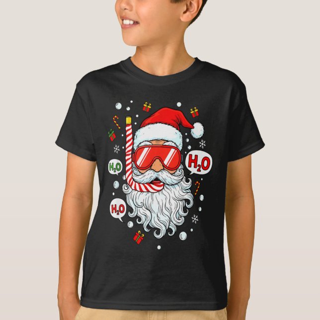 Santa Scuba Diving Equipment Funny Scuba Diver Chr T-Shirt (Front)