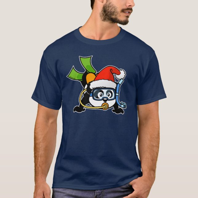 Santa Scuba Panda T-Shirt (Front)