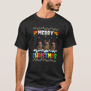Santa Sea lion Animals Merry Christmas Pajama T-Shirt
