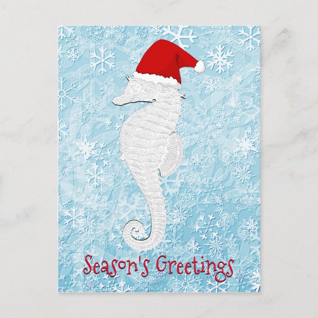 Santa Seahorse Personalise Holiday Postcard (Front)