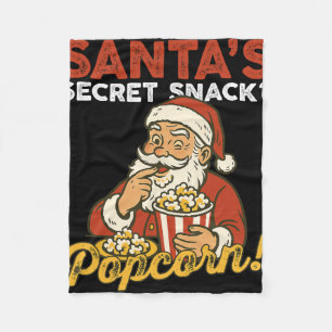 Santa Secret Snack Funny Popcorn Lovers Family Mat Fleece Blanket