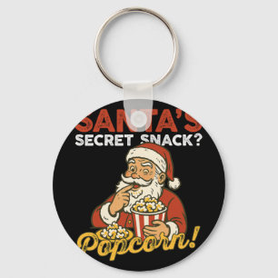 Santa Secret Snack Funny Popcorn Lovers Family Mat Key Ring
