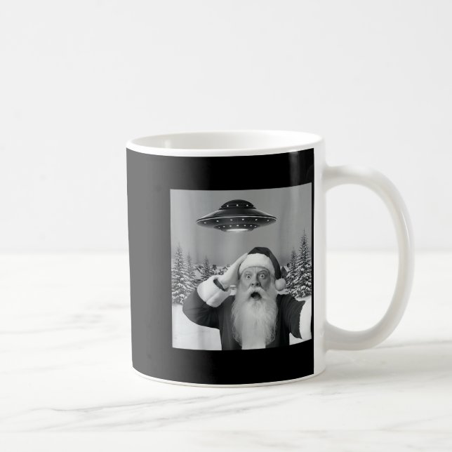 Santa Selfie With Reindeer Ufo Funny Xmas Men Wome Coffee Mug (Right)