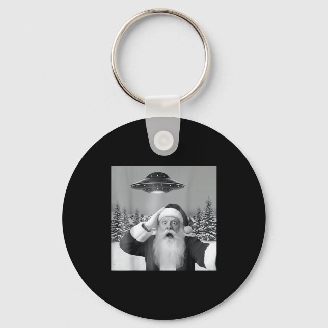 Santa Selfie With Reindeer Ufo Funny Xmas Men Wome Key Ring (Front)