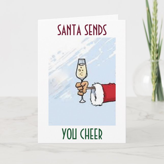 SANTA SENDS CHEER AT CHRISTMAS-TIME TO PARTY/ENJOY HOLIDAY CARD (Front)