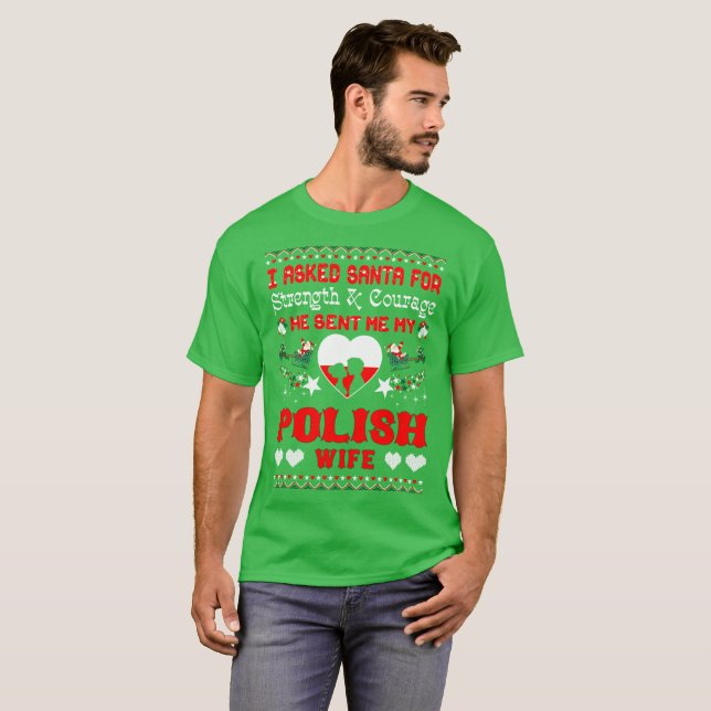 Santa Sent Polish Wife Christmas Ugly Sweater Tees (Front Full)