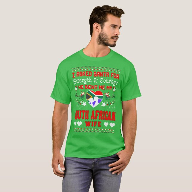 Santa Sent South African Wife Christmas Ugly Shirt (Front Full)
