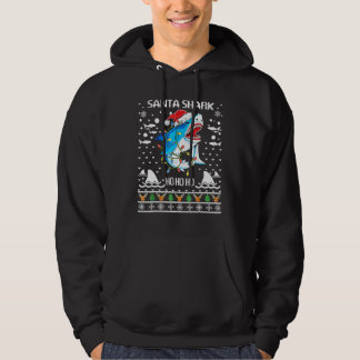 Santa Shark Candy Christmas Lights Boys Sharkmas X Hoodie