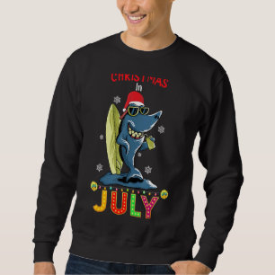 Santa Shark Christmas In July Summer Vacation Beac Sweatshirt