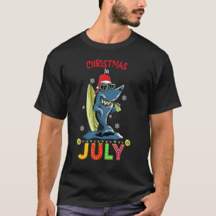 Santa Shark Christmas In July Summer Vacation Beac T-Shirt
