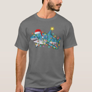 Santa Shark Christmas Lights Merry Sharkmas Xmas W T-Shirt
