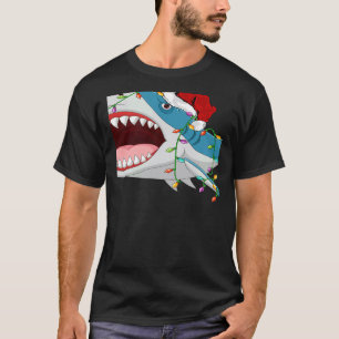 Santa Shark Christmas Lights  Shark Xmas T-Shirt