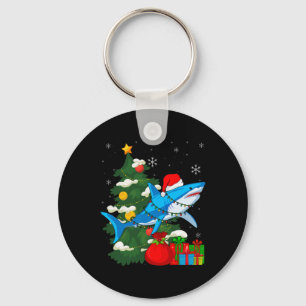 Santa Shark Christmas Lights Sharkmas Tree Xmas Bo Key Ring