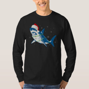 Santa Shark Christmas Lights Sharkmas Tree Xmas Bo T-Shirt