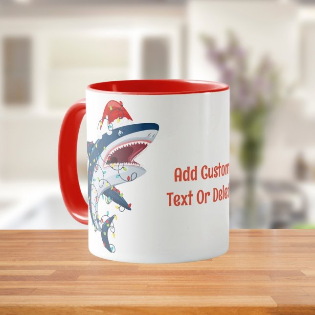 Santa Shark Christmas Lights Sharkmas Tree Xmas Mug (Creator Uploaded)