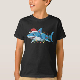Santa Shark Christmas Lights Sharkmas Tree Xmas T-Shirt