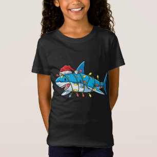 Santa Shark Christmas Lights Sharkmas Tree Xmas T-Shirt