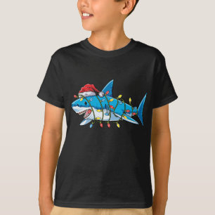 Santa Shark Christmas Lights Sharkmas Tree Xmas T-Shirt