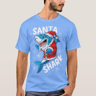 Santa Shark Christmas Pyjamas Xmas Boys Men Merry  T-Shirt