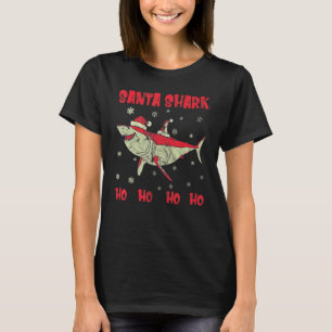 Santa Shark Ho Ho Ho Red Shark Snow Fish T-Shirt