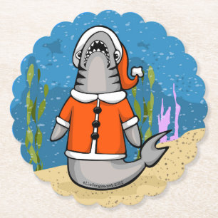 Santa Shark Paper Coaster