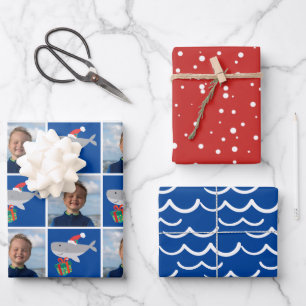 Santa Shark Photo Wrapping Paper Sheets