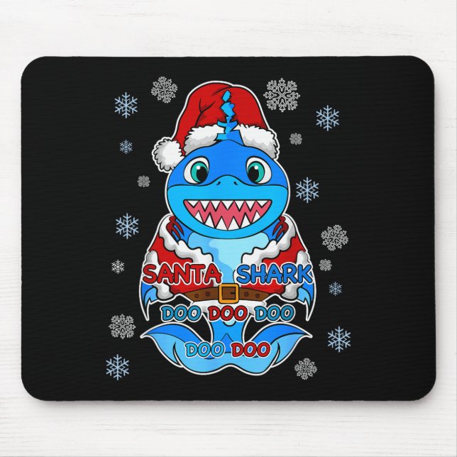 Santa Shark, Shark In A Santa Suit, Christmas Shar Mouse Pad (Front)