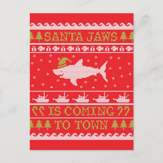 Santa Shark Ugly Sweater Christmas Shark Holiday Postcard (Front)