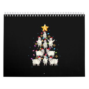 Santa Sheep Christmas Tree Lights Funny Sheep Gift Calendar