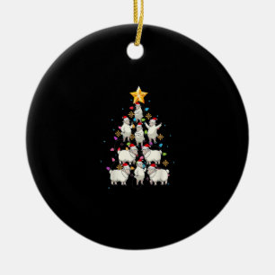 Santa Sheep Christmas Tree Lights Funny Sheep Gift Ceramic Tree Decoration