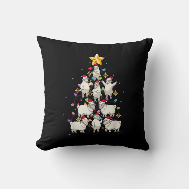 Santa Sheep Christmas Tree Lights Funny Sheep Gift Cushion (Front)