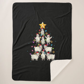 Santa Sheep Christmas Tree Lights Funny Sheep Gift Sherpa Blanket