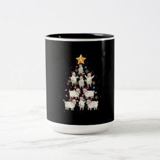 Santa Sheep Christmas Tree Lights Funny Sheep Gift Two-Tone Coffee Mug