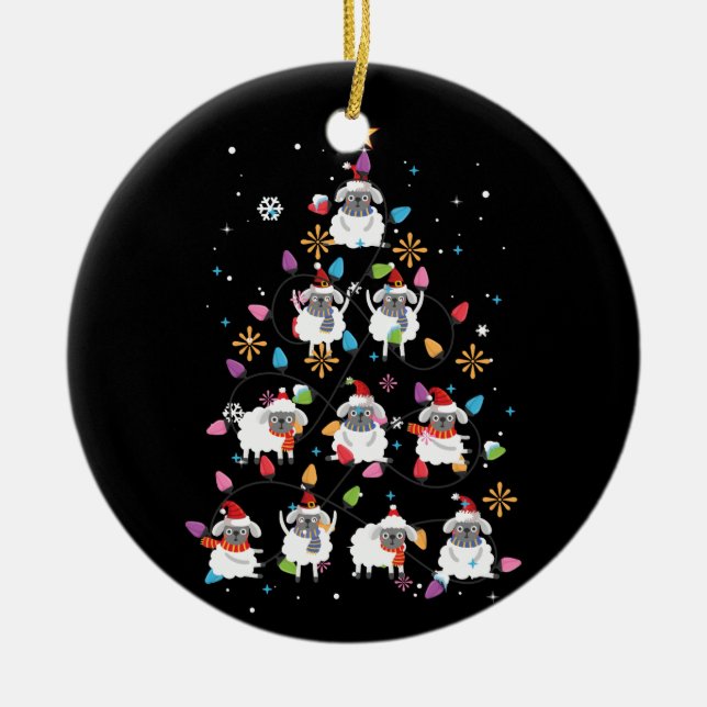 Santa Sheep Christmas Tree Lights Sheep Christmas Ceramic Tree Decoration (Front)