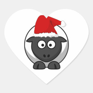 Santa Sheep  Heart Sticker