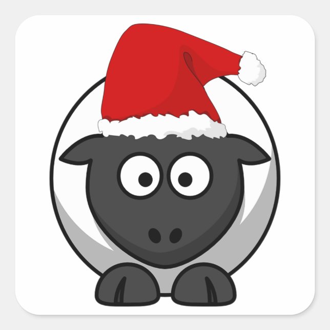 Santa Sheep Square Sticker (Front)