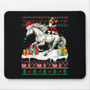 Santa Sheltie Riding Horse Christmas Sweater Lover Mouse Pad
