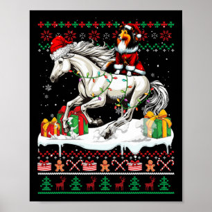 Santa Sheltie Riding Horse Christmas Sweater Lover Poster