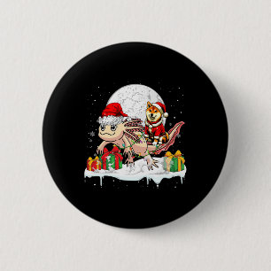 Santa Shiba Inu Riding Axolotl Christmas Owner Kid 6 Cm Round Badge
