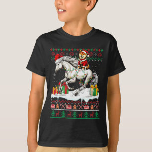 Santa Shiba Inu Riding Horse Christmas Sweater Lov