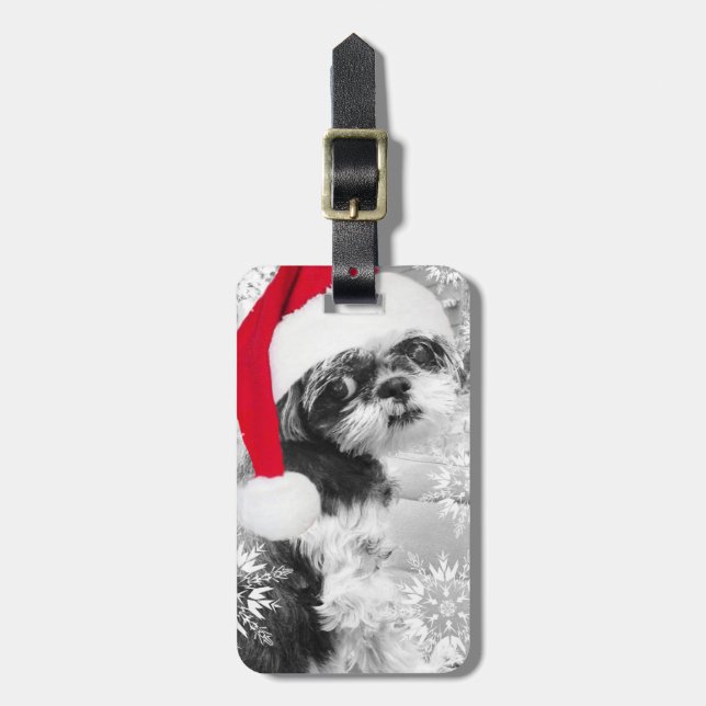 Santa Shih Tzu Luggage Tag (Front Vertical)