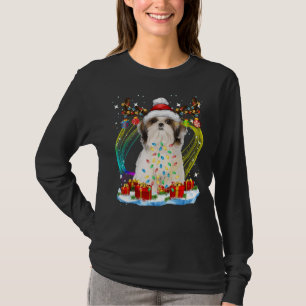 Santa Shih Tzu Reindeer Light Christmas Sweat T-Shirt