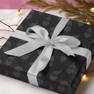Santa Silhouette Modern Monotone Black Christmas Wrapping Paper