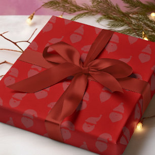Santa Silhouette Modern Monotone Red Christmas Wrapping Paper