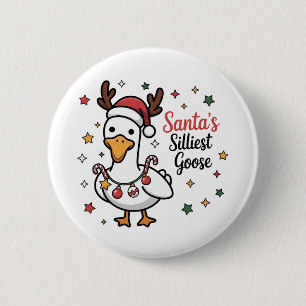 Santa Silly Goose Christmas Duck Funny Cute 6 Cm Round Badge