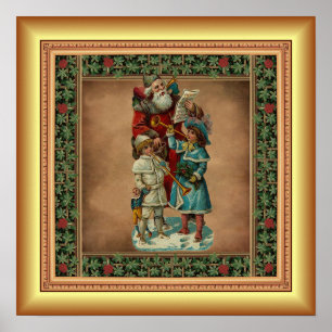 Santa Singing ~ Children Playing Christmas Music ~ Poster